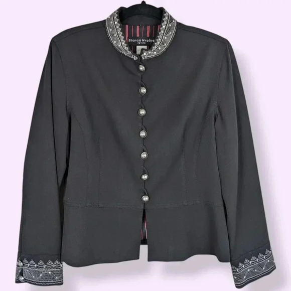 Bianca Nygard Petite Embroidered Black Jacket - Picture 4 of 8